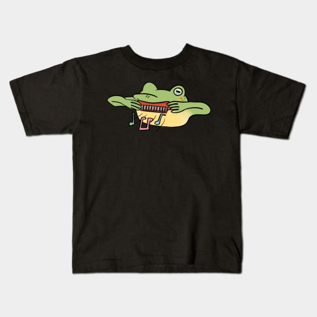 Harmonica Froggy Kids T-Shirt by Chloedo0dles